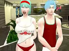 Bulma's cooking in sexy clothes, almost naked, then gets fucked hard by her son! 😈