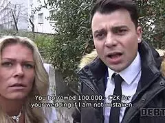 debt4k wife cheats for cash right in front of hubby.