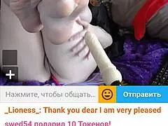 chubby redhead milf masturbates on webcam, enticingly