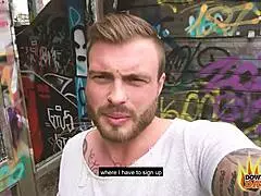 Tattooed brunette milf enjoys outdoor doggy POV fucking with big fake tits. 🔥