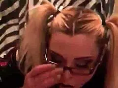 Nerdy Teacher With Pigtails Delivers Intense Amateur Blowjob