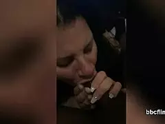 Is this single milf sucking black cock in POV?