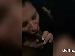 Is this single milf sucking black cock in POV?