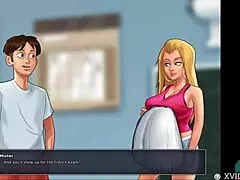 Summertime Saga: Cheerleaders Comparing Their Voluptuous Boobs—Who Wins?