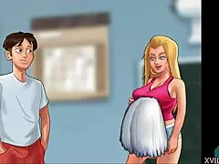 Summertime Saga: Cheerleaders Comparing Their Voluptuous Boobs—Who Wins?