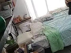 Curvy Mexican milf cleaning her room part 1.