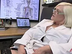 Fit granny strips solo and strokes seductively on camera