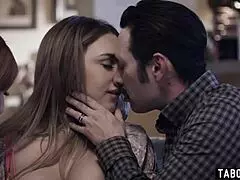 Busty teen babysitter Gabbie Carter slammed hard by twisted parents in wild 3some.