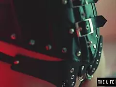 Pretty redhead whips her ass in bondage until cumming