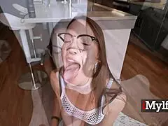 Nerd Milf Delivers Intense Blowjob and Fucking
