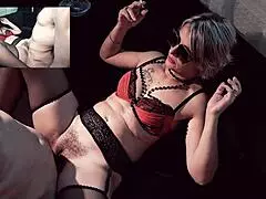 gorgeous mature woman relaxing on the sofa with a close-up view of her features