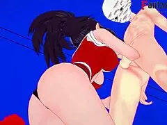 Momo yaoyorozu giving blowjob and titjob on streets pov