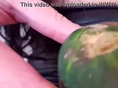 I was hot, opend my legs and masturbated with cucumber