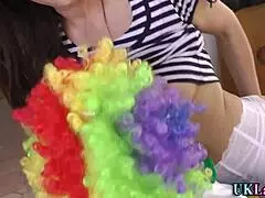 British MILF in clown cosplay gives blowjob and cumshot 😈