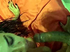 Indian blonde sucks big black cock eagerly