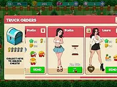 Nutaku booty farm hentai game part 11. Sexy milf brunette flashes big ass and tits in cartoon fantasy.