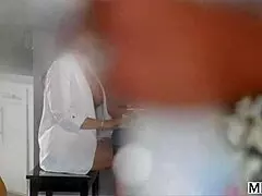 Curvy mature Syren rides young cock by the poolside with passion