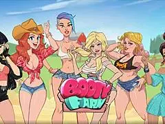 Nutaku booty farm hentai game part 11. Sexy milf brunette flashes big ass and tits in cartoon fantasy.