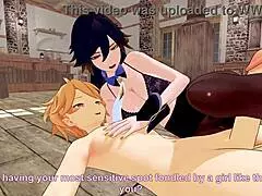 Hey, wanna see this horny 3D milf from Genshin Impact give a wild footjob?