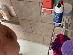 bbw danie bathes in shower, big tits