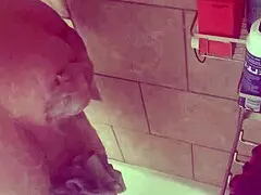 bbw danie bathes in shower, big tits