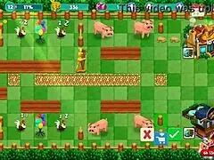 In the Nutaku Booty Farm Hentai Game, Redhead Flashes Big Tits and Ass on the Ranch