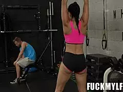 now sandy love gives blowjob to nicky rebel with big tits and ass in pov