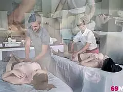 watch nickey and april diving into each other's pussies after this massage?