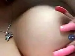 Sexy Teen Girlfriend Feels Pleasure Massaging Her Big Tits With Passion