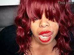 horny mom with red lips craves to suck and please