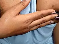 Ebony girl tempts you with her beautiful tits in your face