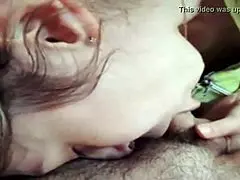 Watch my shy girlfriend get a cumshot on her big tits after deepthroat