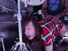 Stepmom Gets Stuck in Drum Set - Stepson Saves with Naughty Help