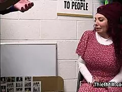 Big Titty Curly Redhead Milf Sucks Cock Fiercely at the Office in Hidden Cam Footage