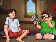 Oiled mommy rides hard in kitchen for Summertime Saga Part 38