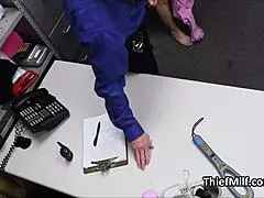 security officer probes milf suspect deep at office