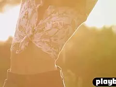 perfect small tits milf anetta keys posing outdoors after a soft striptease