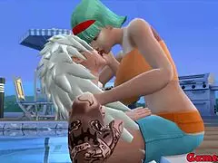 hinata and friends at the pool, madara helps with hard ass action 😏