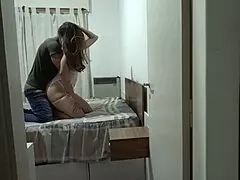 Stepdaughter masturbates while I fuck her mommy in doggystyle.