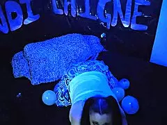 cute milf kandi laigne enjoys balloon popping fetish in a safe way.