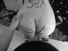 Lesbian milfs strap-on each other in amateur POV.