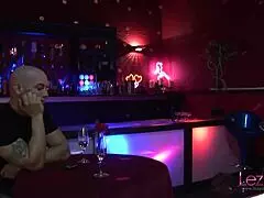 Big tits blonde dancer picks up a guest for a striptease.