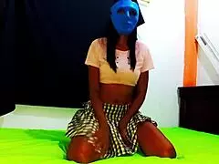 brunette student rides big cock in cowgirl with friend watching