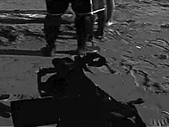 Naked milf blows and cums in garage hardcore scene