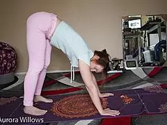 yoga lesson turns into steamy session with mature brunette milf