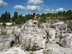 Mature Amateurs Perform Topless Dancing In Natural White Stone Quarry Setting