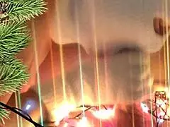 My neighbor surprises me with a christmas handjob and blowjob. Homemade roleplay in sexy lingerie.