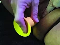 Amateur bbw brunette masturbating with dildo while live streaming