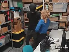 Lucky thief sneaks a wild session with the horny milf security guard.