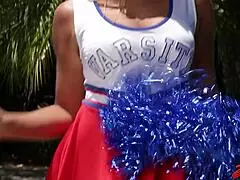 bubble butt cheerleader gets slammed hard and creampied deep.